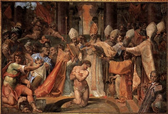  Papież Sylwester I chrzci Cesarza Konstantyna